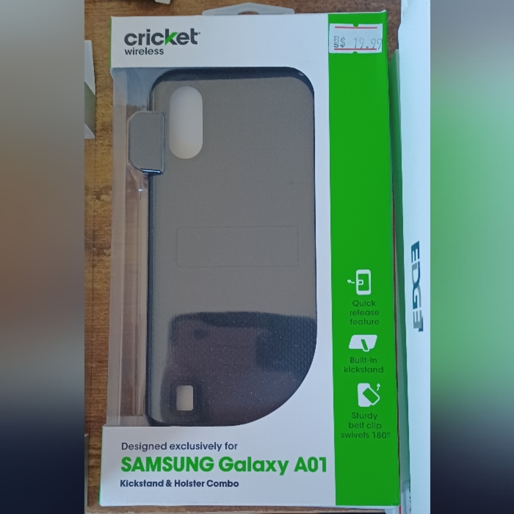 Samsung Galaxy A01 black phone Kickstand & Holster combo
